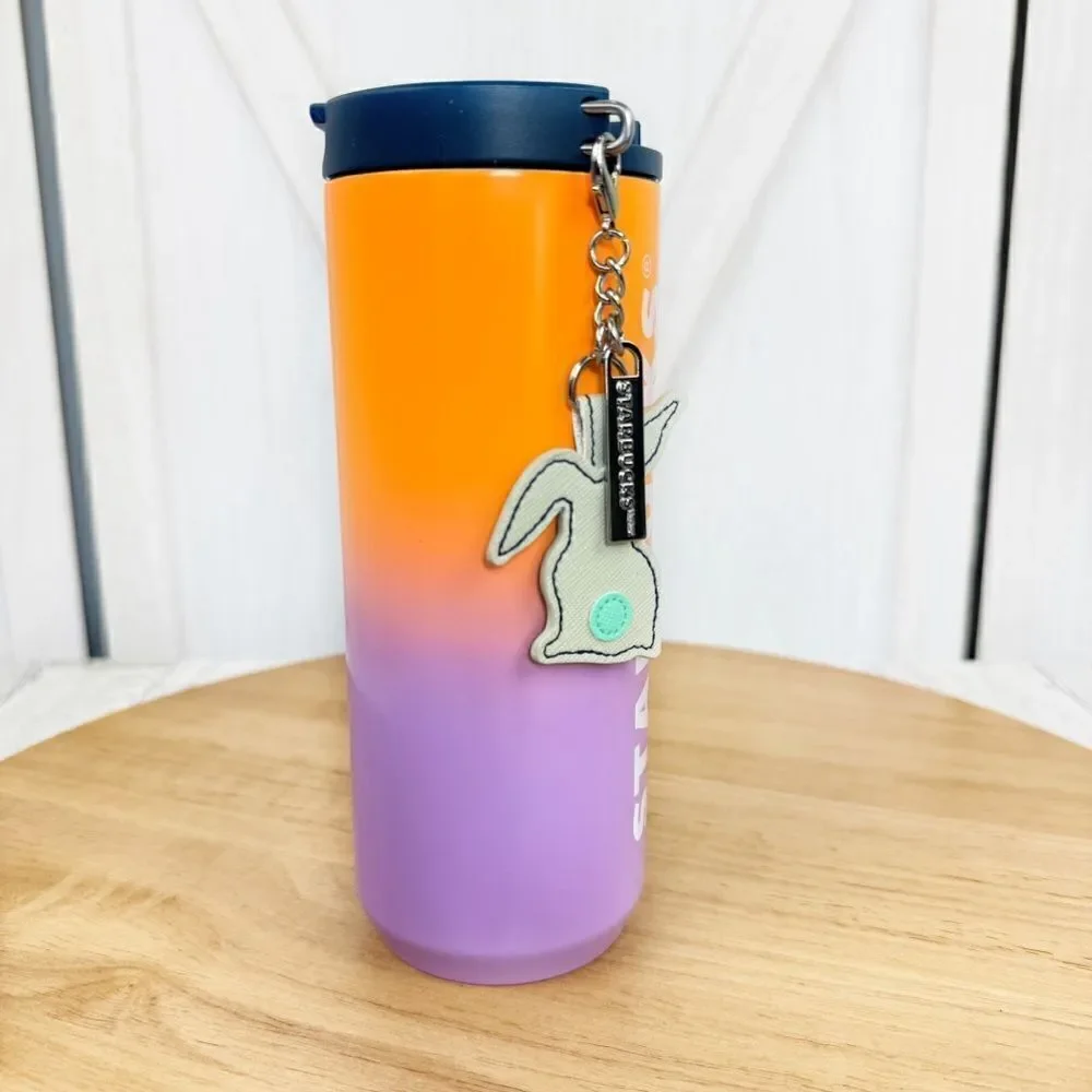 Starbucks Ombre Spring Metal Tumbler Cup With Lid‎ Bunny Hang Tag Orange Purple
